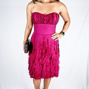 Liancarlo Pink Ruffled Silk Strapless Barbiecore Dress $1490